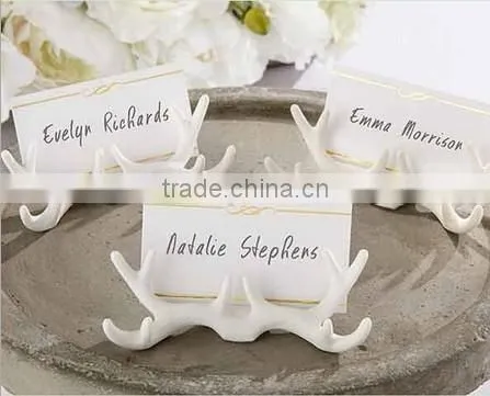 Pure White Deer Antler Wedding Place Card Holder photo-2