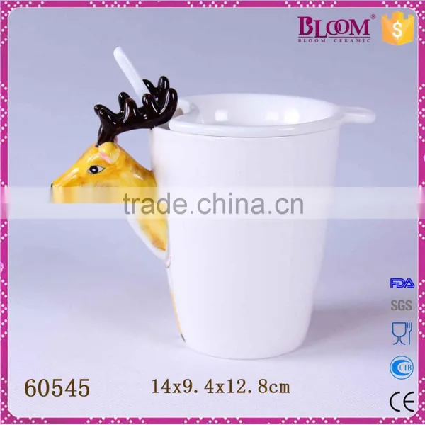Home Drinkware White Custom Ceramic Mug With Lid photo-3