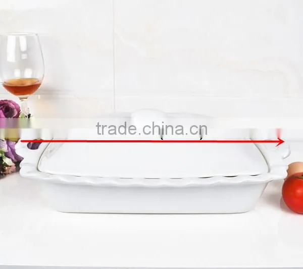 15.5" Square White Ceramic Bakeware With Lid photo-3
