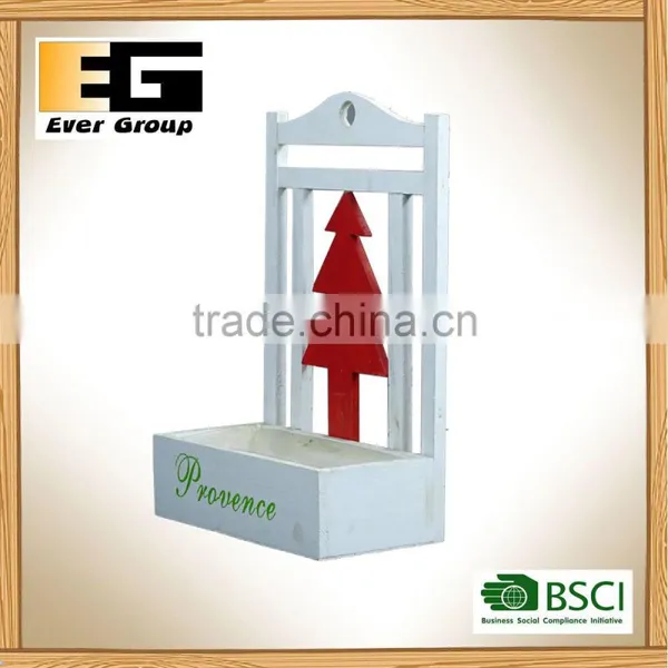 Christmas Tree Garden Planter Backrest Wooden Wall Hanging Flower Pot photo-2