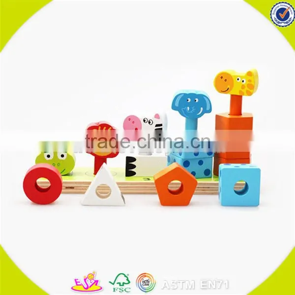 Wholesale Kids Wooden Animals Blocks Stacking Game Cheap Wooden Animals Blocks Stacking Toy Popular Baby Toy W13D113 photo-2