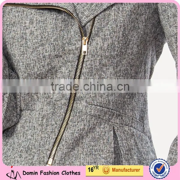 High Quality Woven Fabric Grey Color Fashion Women Blazer for Lady photo-6