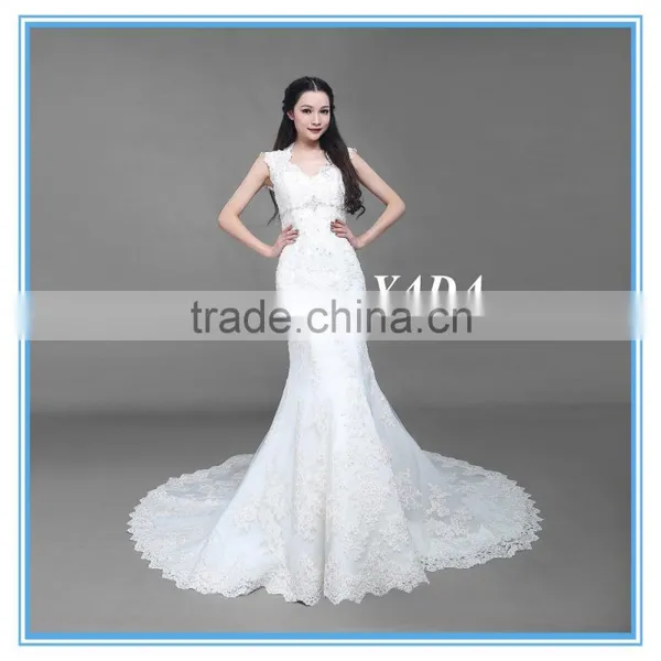 Fashion V Neck Tulle White Handmade Beaded Embroidery China Custom Made Wedding Dress photo-2