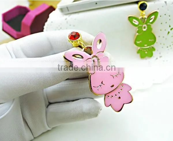 Chic Perforating Anti Dust Headphone Plug Cute Rabbit Pendant Cellphone Plugs for Girls photo-3