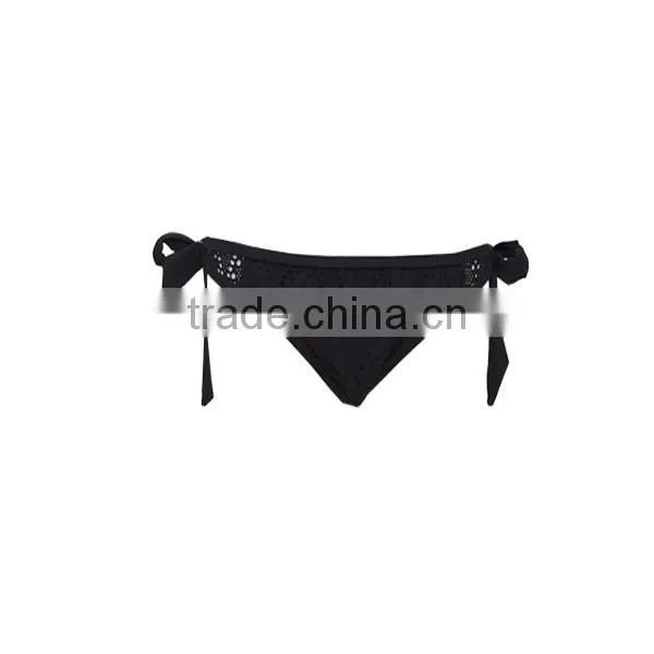 Black Bikini Set With Flouncy Ruffle and Floral Cutouts at Top and Scrunch Bottom photo-3