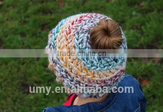Pony Tail Crochet Pattern Messy Bun Hat photo-4