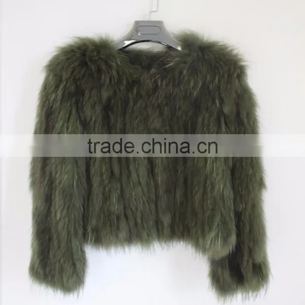 Myfur China Wholesale Lady Winter Fur Jacket Real Raccoon Fur Knitted Jackets photo-4