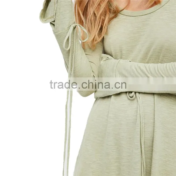 2017 OEM Women Seaside Style Vented Long Sleeve Blouse Dress photo-3