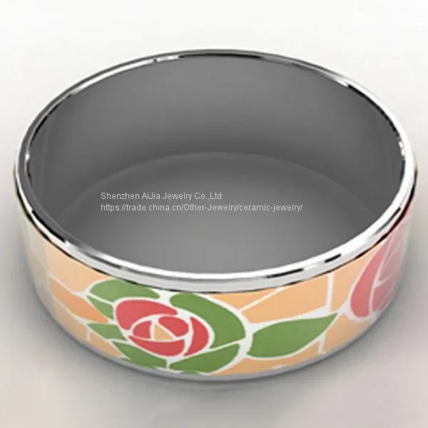 Color Stripe Pattern Jewelry Enamel Bracelet Bangle For Women photo-5
