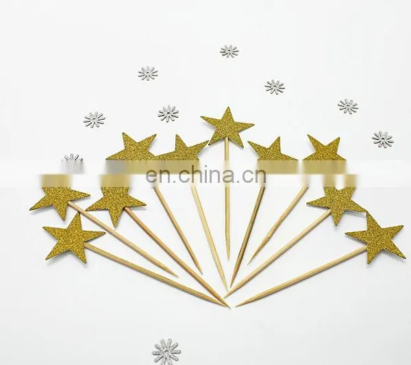 Gold Glitter Stars Cupcake Topper Birthday Party Cake Decorations photo-2