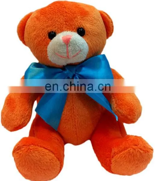 Cute Small Plush Orange Teddy Bear Soft Toy Dancing Bear With Bowtie photo-2