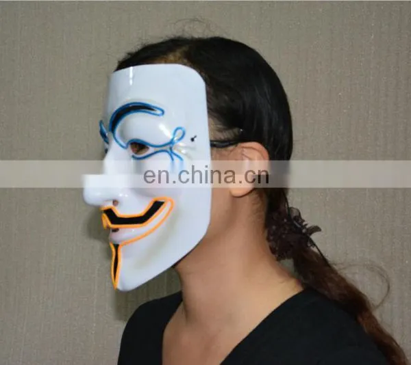 2016 New Design Cosplay Male V Vendetta Flash El Wire Led Glowing Mask photo-6
