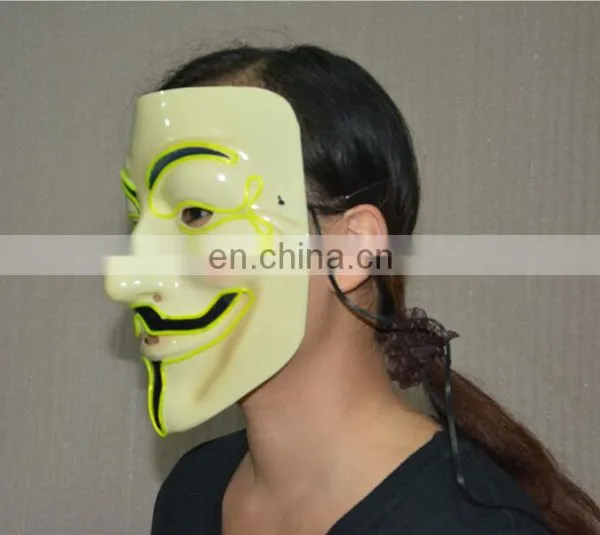 2016 New Design Cosplay Male V Vendetta Flash El Wire Led Glowing Mask photo-4