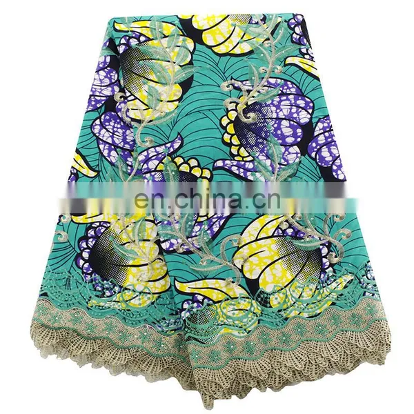 Nigeria New Fashionable Fabric Print Wax Mix Guipure Lace Fabric