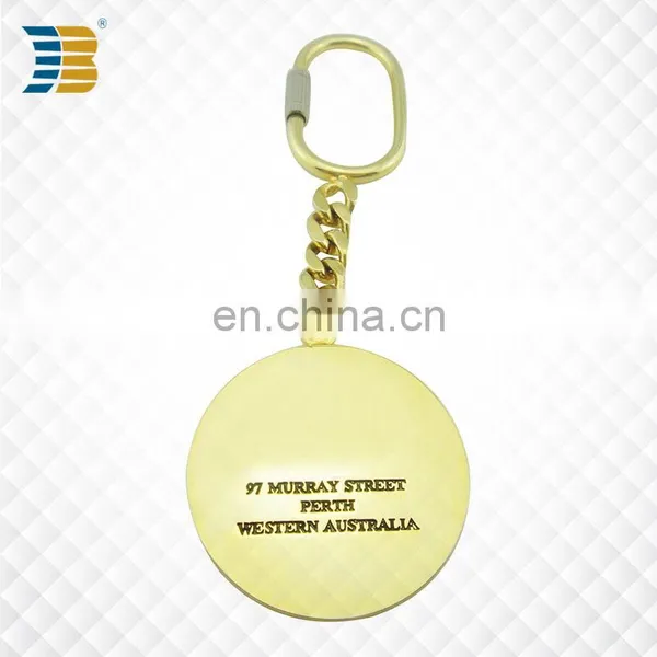 Custom Round Metal Gold Plating Keychain Print With Epoxy photo-3