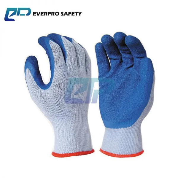 10G 5 Yarn Cotton Liner Latex Crinkle Palm Coated Work Gloves With EN388 3142X photo-2