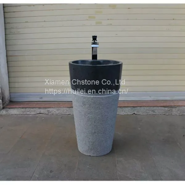 G654 Granite Pedestal Sinks,Grey Granite Wash Basins, Nature Stone Bathroom Sinks photo-2