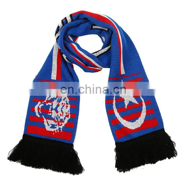 Sports Knitted Warm Football Fans Club World Scarf 100% Acrylic Carton Custom Logo Jacquard Knitted Scarfs photo-5