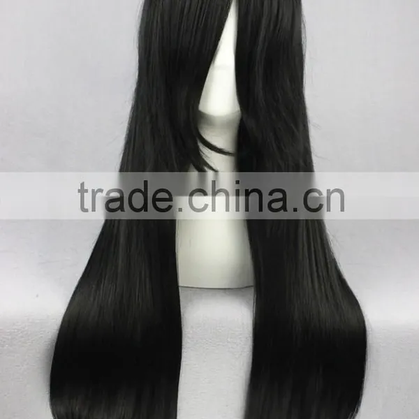 High Quality 70cm Long Straight Bleach-Kuchiki Byakuya Black Synthetic Anime Wig Cosplay Hair Wig Party Wig photo-3