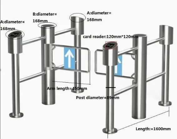 Full Automatic Single Moter Pole Swing Turnstile Gate With 180 Degrees for Supermarket photo-4
