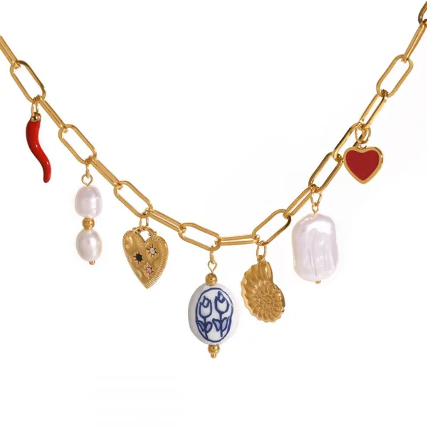 18K Gold Plated Stainless Steel Diamond Zircon Necklace - Non-Fade Custom Jewelry photo-5