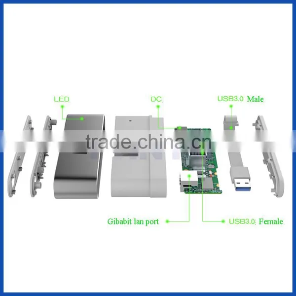 USB 3.0 to 3 Ports USB 3.0 Hub With RJ45 10/100/1000Mbps Gigabit Lan Adapter photo-4