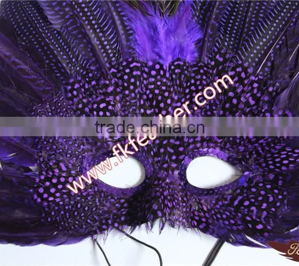 Natural Craft Purple Spot Feather Mask Halloween Decorations photo-4