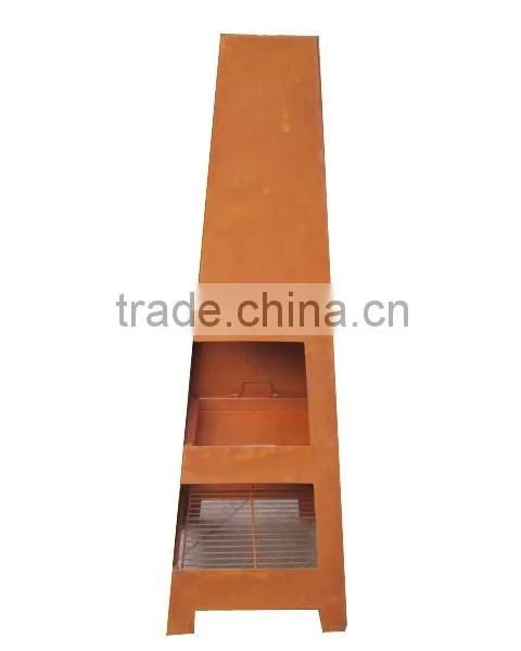 Outdoor Steel Fireplace Chimney With Rust Color photo-2