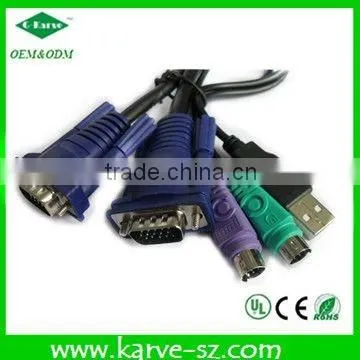 High-Quality cable with VGA,Mouse,Keyboard,USB for KVM switch Cable