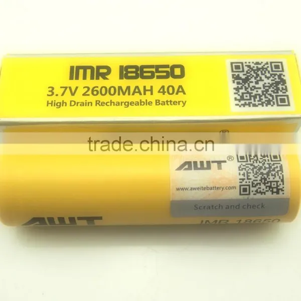 AWT Yellow 18650 2600mah 40A Subox Mini Vape Mod Box Mod Awt 18650 High Drain for Best Vape Mod Philippine photo-4