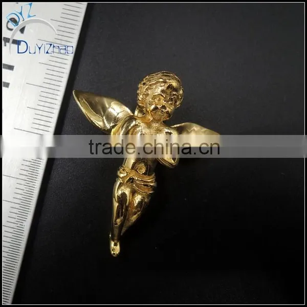 Stainless Steel Gold Plated Angel Prayer Hand Pendant 24" Rope Chain Necklaces photo-2