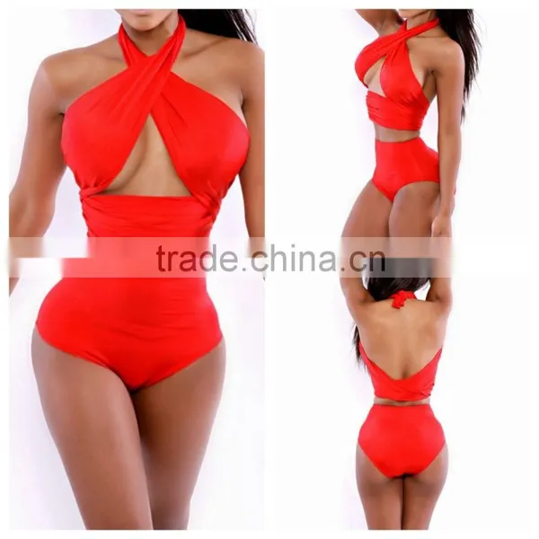 2016 A-bomb High Waist Criss Cross Vintage Bikini Set for Women for Big Busts Without Padded photo-4