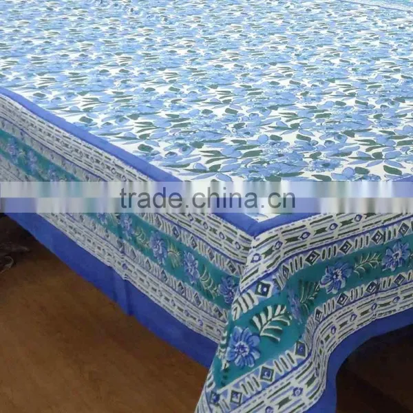 Floral Bush Marina Indian Hand Block Printed Cotton Tablecloth