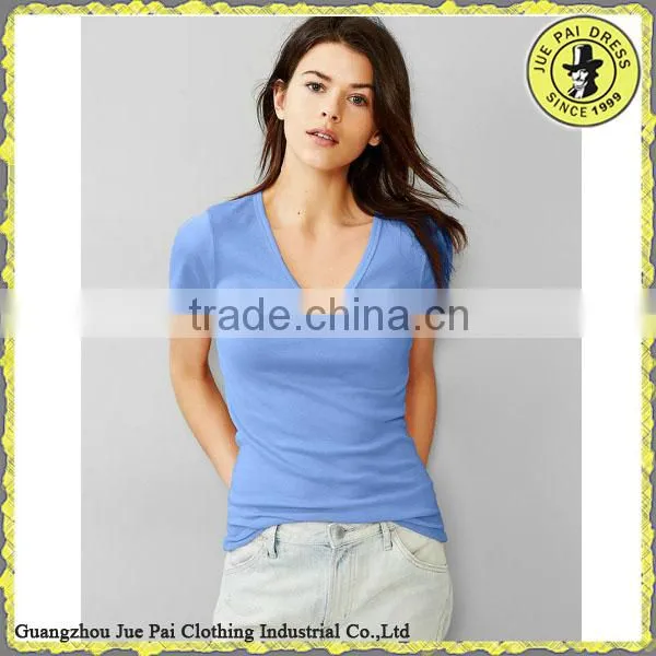 Sexy Slim Fit Women Blank Scoop t Tops For France photo-6