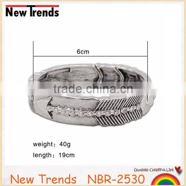 2016 crystal alloy leaf bangle metallic plated fashion leaves rhinestone bangle