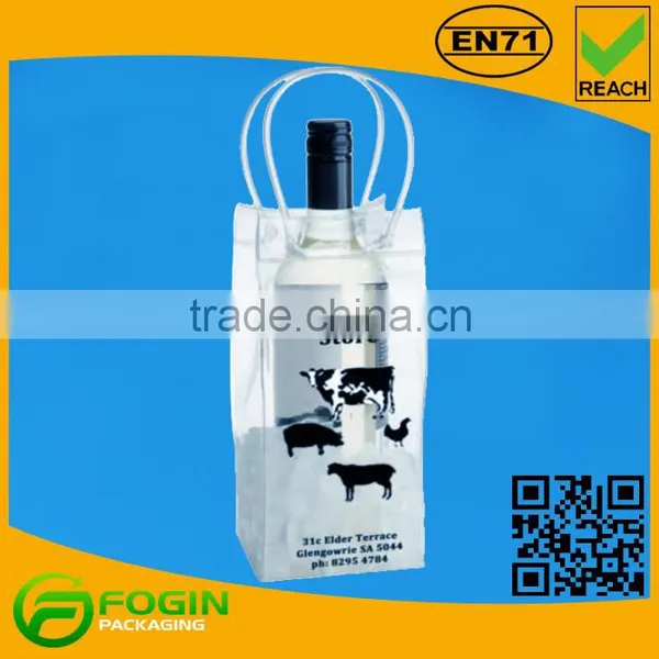 Clear PVC Ice Wine Bottle Bag Recyclable Plastic Cool Portable Bag photo-2