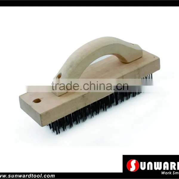 Wooden Handle Iron Shape Scrubbing Wire Brush Iron Wire Brush for Cleaning