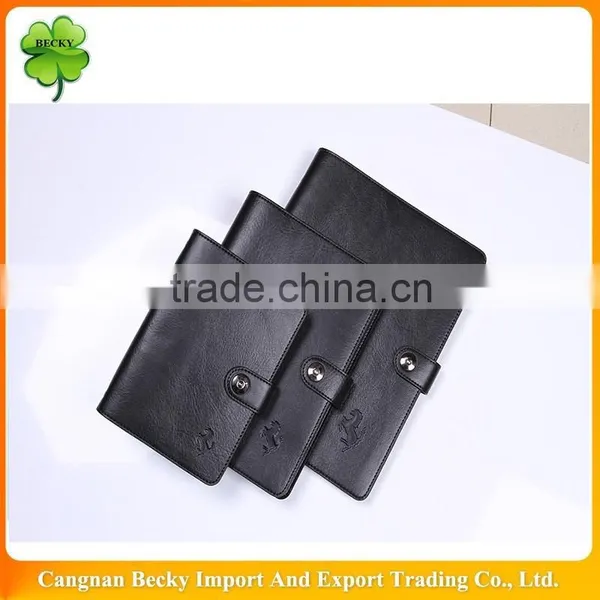 Hot Selling High Quality Custom A4 A5 A6 Black Eco Friendly Soft Leather Cover Pockebook With Button Closure and Pockets photo-2