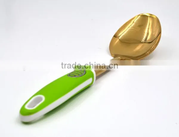 Fashion Style New Design TPR Handle Gold Plating Stainless Steel Serving Spoon photo-4