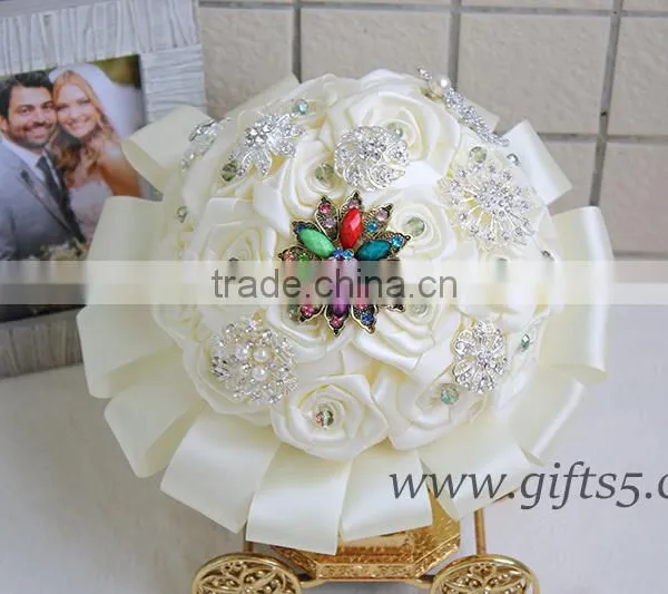 White Fabric Wedding Bouquet,Brooch Bouquet for Romantic Wedding photo-2