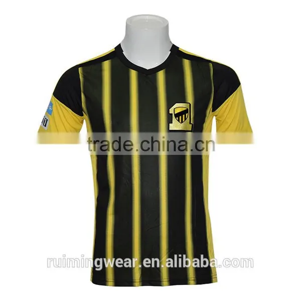 Black Yellow Soccer Jersey for Men Sportswear With Football Jersey Patches photo-5