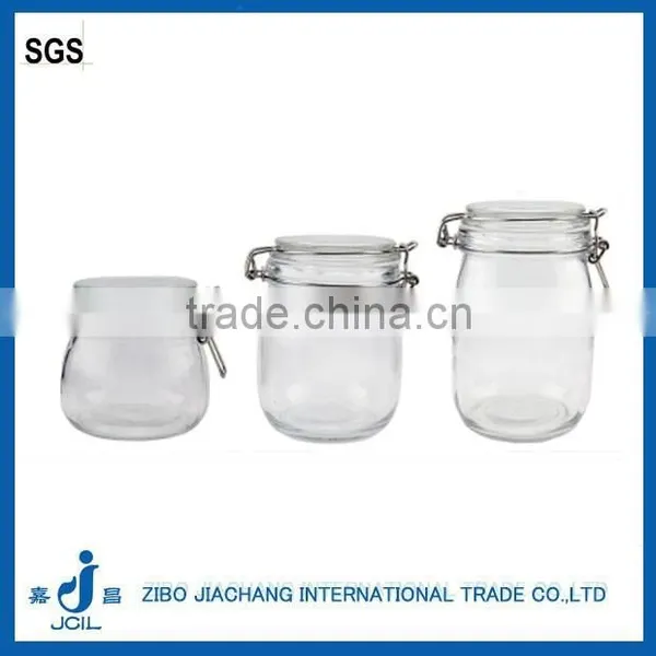 Kitchen Glass Clip Top Lids Storage Jars Clear Glass Jar for Jam CK02 photo-2