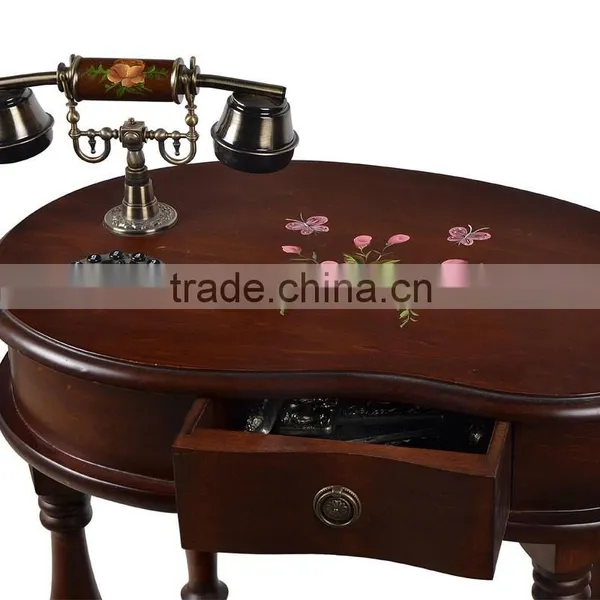 Antique Hand Painted Brown Wood Telephone Table, Antique Telephone Table photo-2