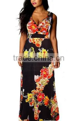 Vintage Women Summer Boho Floral Long Casual Party Plus Size Maxi Dress photo-2