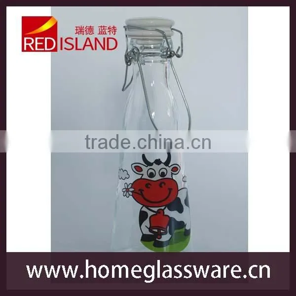 Sealed Glass Milk Bottle With the Ceramic Lid and Wire Clip photo-6