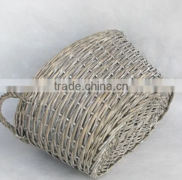 100%Handmade Plastic Lined Grey Wicker Baskets for Plants Wicker Flower Plant Pot photo-3