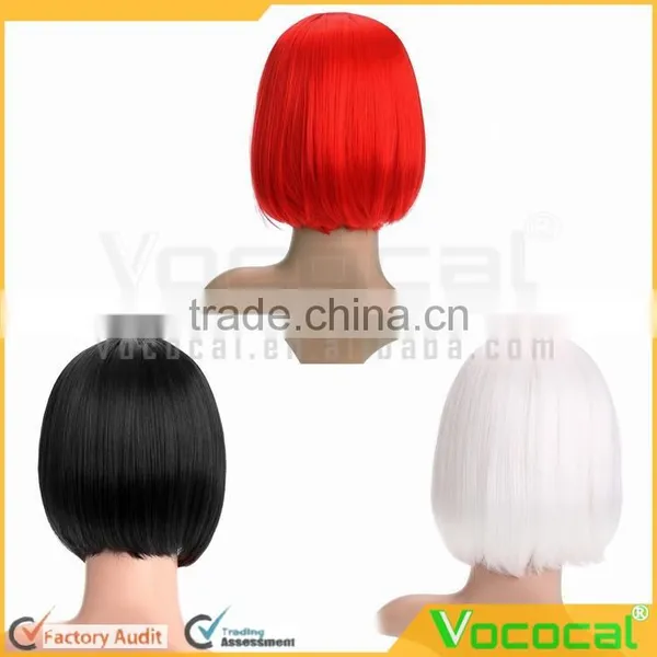 Ladies Straight Flat Bang Short Bob Hair Wig for Halloween Christmas Party Cosplay photo-2