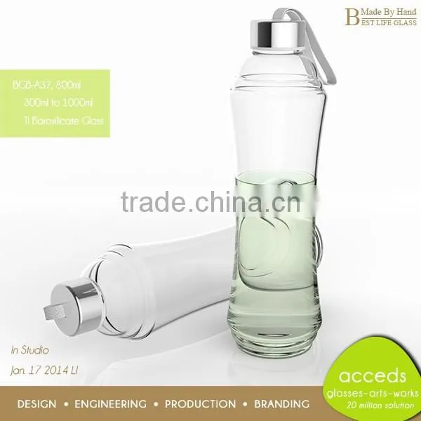 Stylish Pyrex Glass Superior Quality Unique Gym Water Bottle photo-2