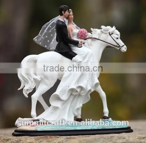 Custom White Horse European High-quality Resin Bride and Groom Figurines photo-5