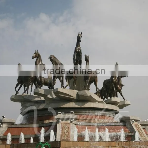 Large Outdoor Copper Sculptures Metal Bronze Horse Fountain photo-4